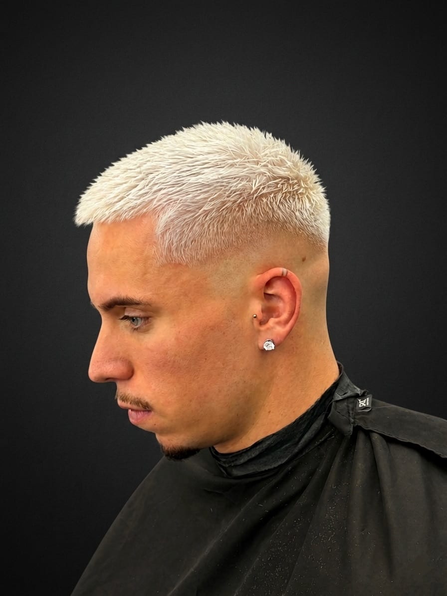 Bleach & brush-up — platinum — skin fade — Juan Zapata, barber in Davie, FL