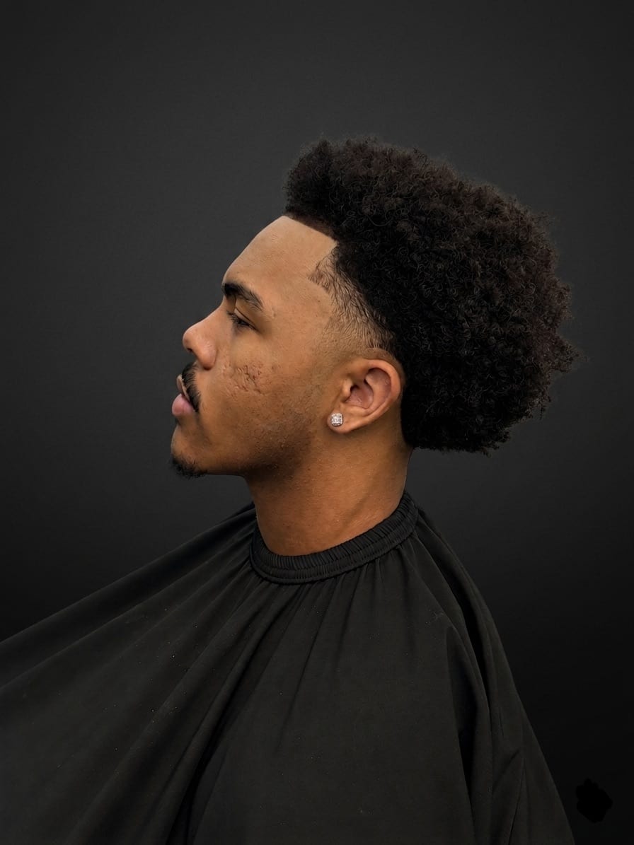 Temple fade — curl sponge — line-up — Juan Zapata, barber in Davie, FL
